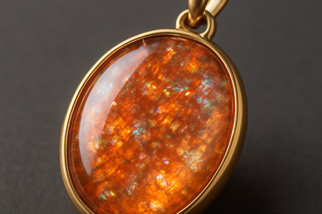 Amber pendant on a gray background
